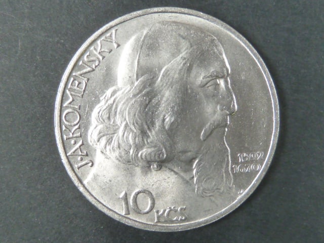 10 Kčs 1957 oslavy J.A.Komenského