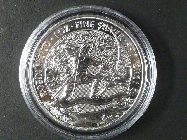 2 Pounds 2021 Robin Hood, 1 OZ Ag 999,9