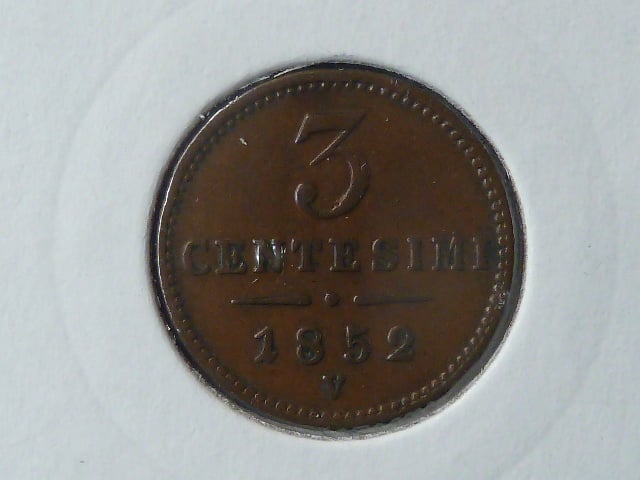 Lombardsko Benátsko - 3 Centisimi 1852 V