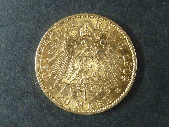 Prusko 20 Mark 1909 A