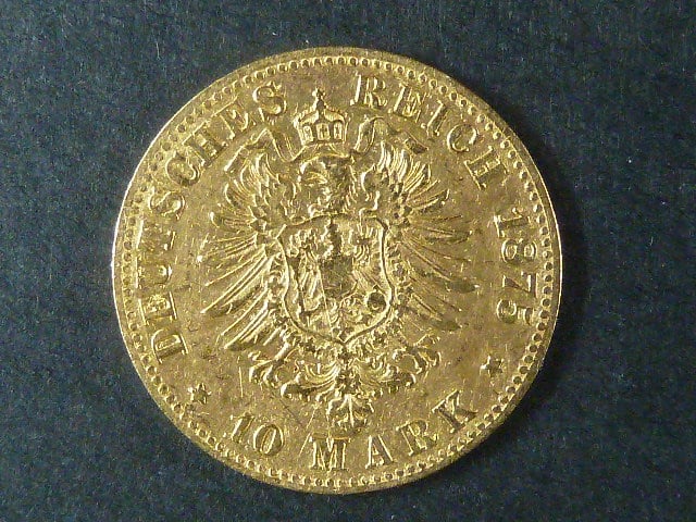 Wüerttemberg 10 Mark 1875 F