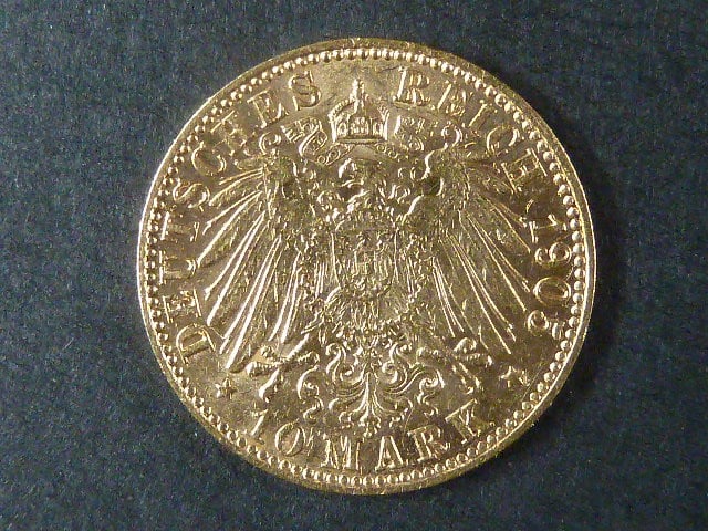 Hamburk 10 Mark 1905 J