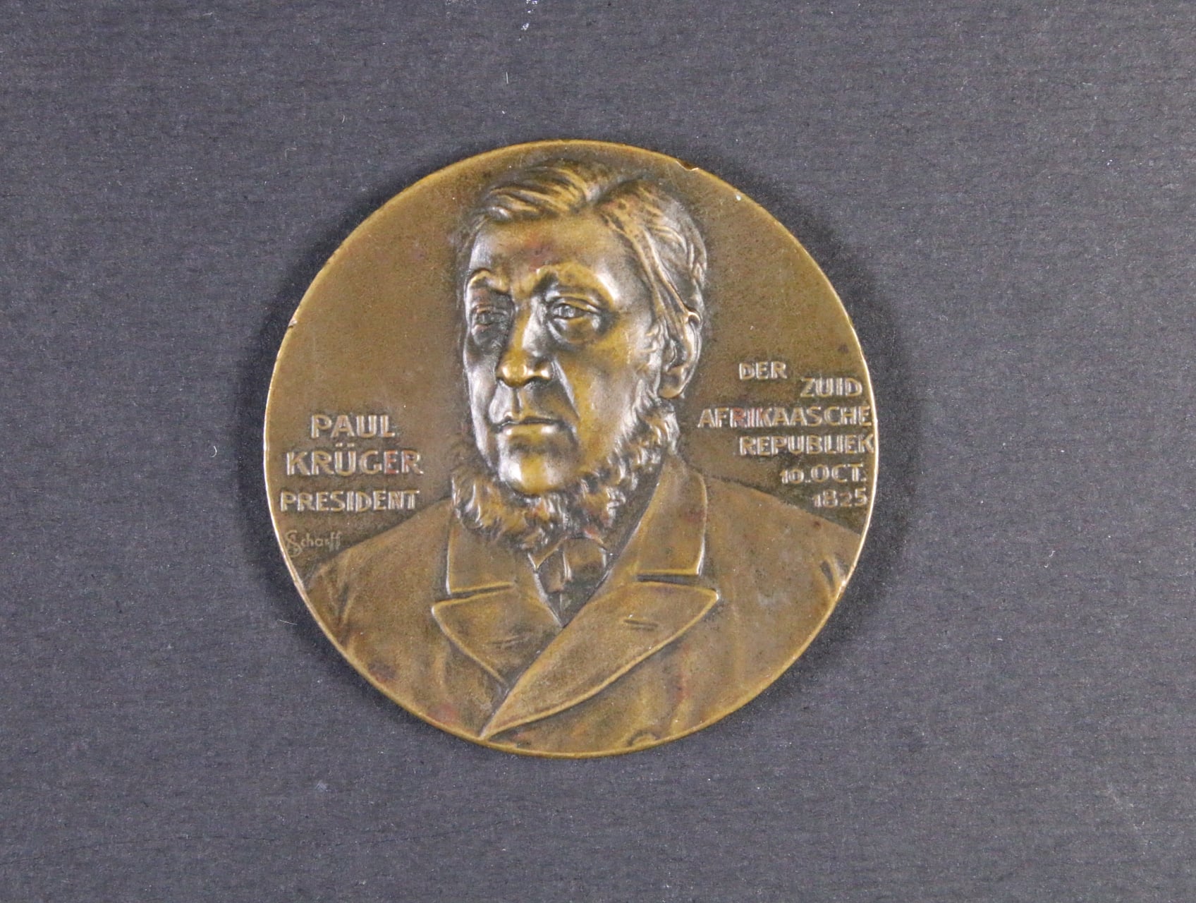 Bronzová medaile Paul Kruger, medailer Anton Scharff_