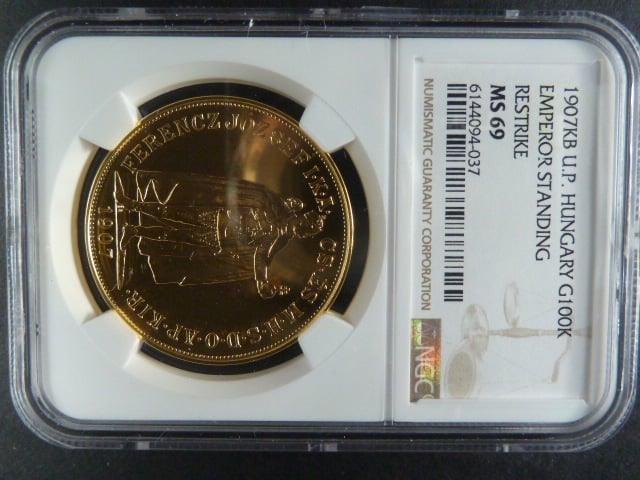 100 Koruna 1907 KB novorazba Kremnice UP, náklad 90 ks, NGC MS 69