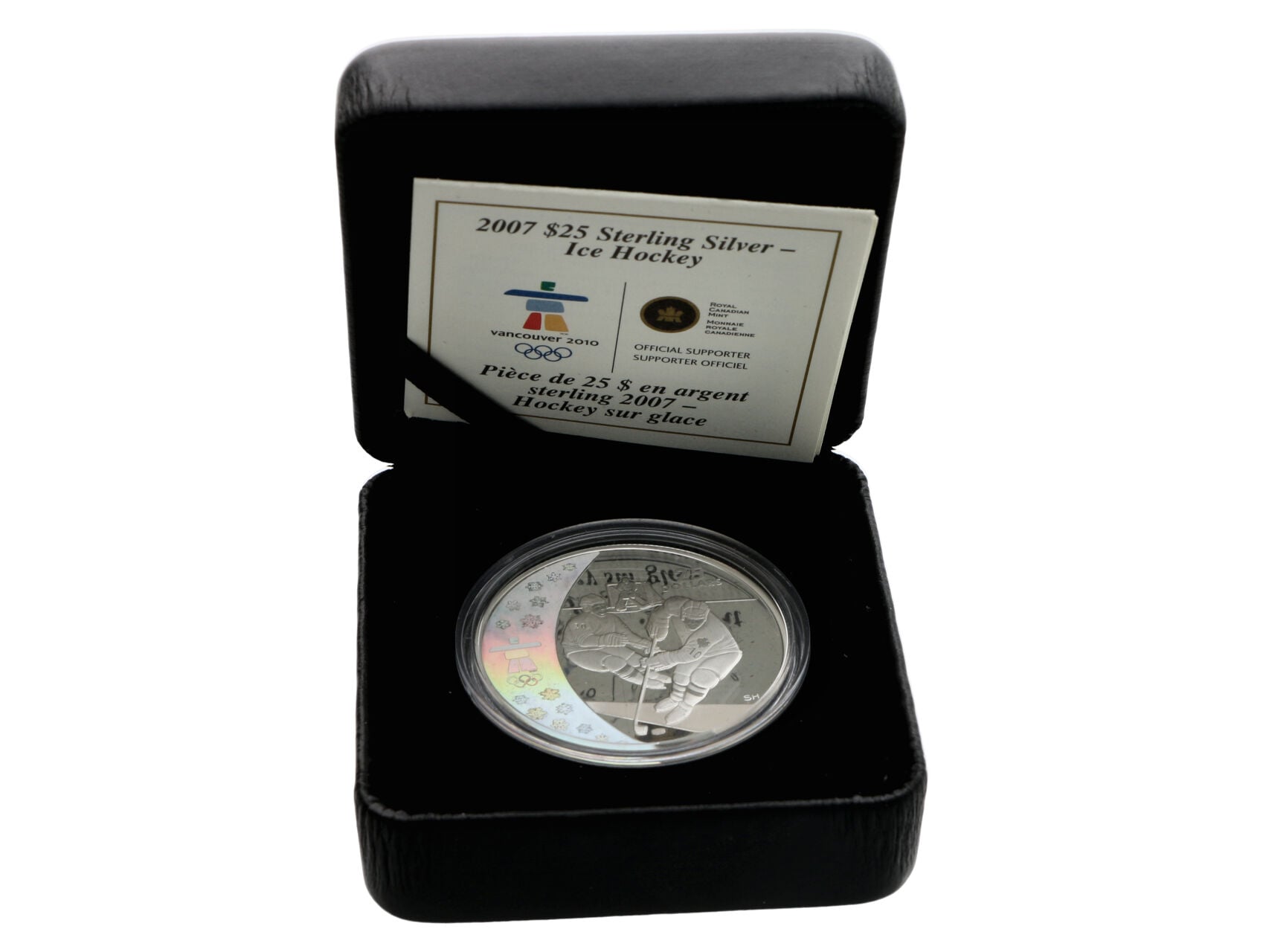 25 dolar 2007, olympijský hokej, Vancover 2010, 27,78g, 0.925 Ag, etue a certifikát_