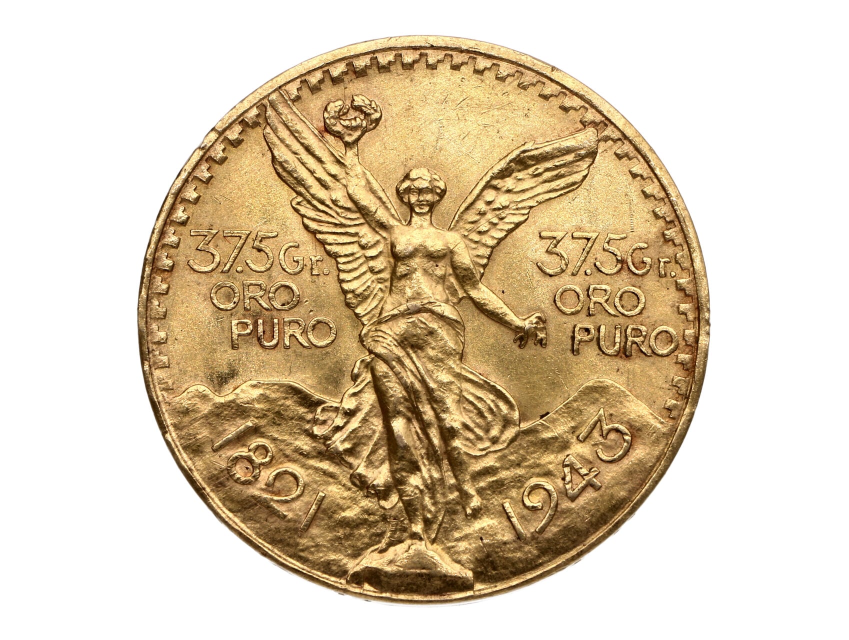 50 Peso 1943, 41,66g, 0.900 Au, 39mm, náklad 89.400ks_