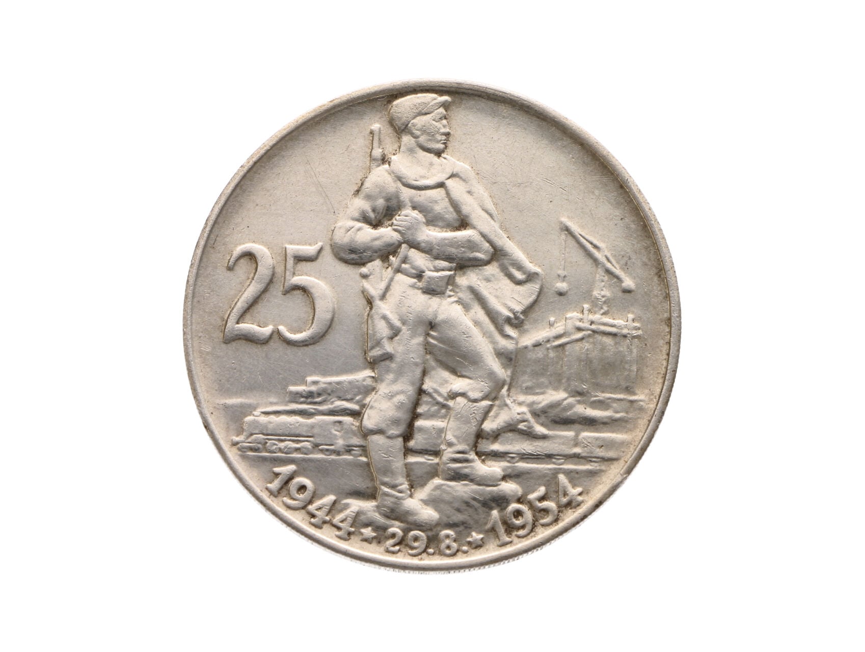 25 Kčs 1954, 10. výročí Slovenského národního povstání_