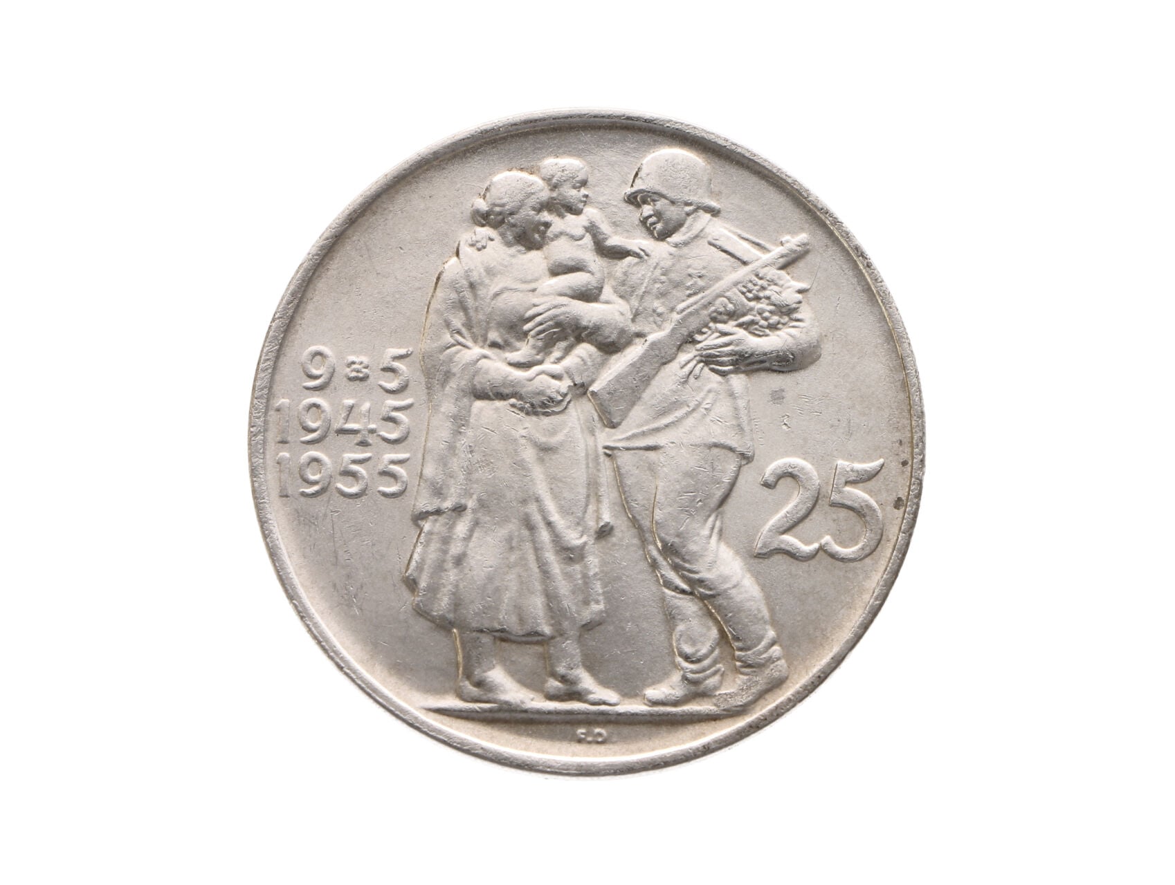 25 Kčs 1955, 10. výročí osvobození ČSR_