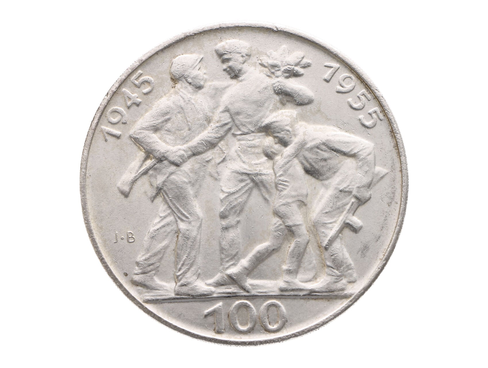 100 Kčs 1955b, 10. výročí osvobození ČSR_