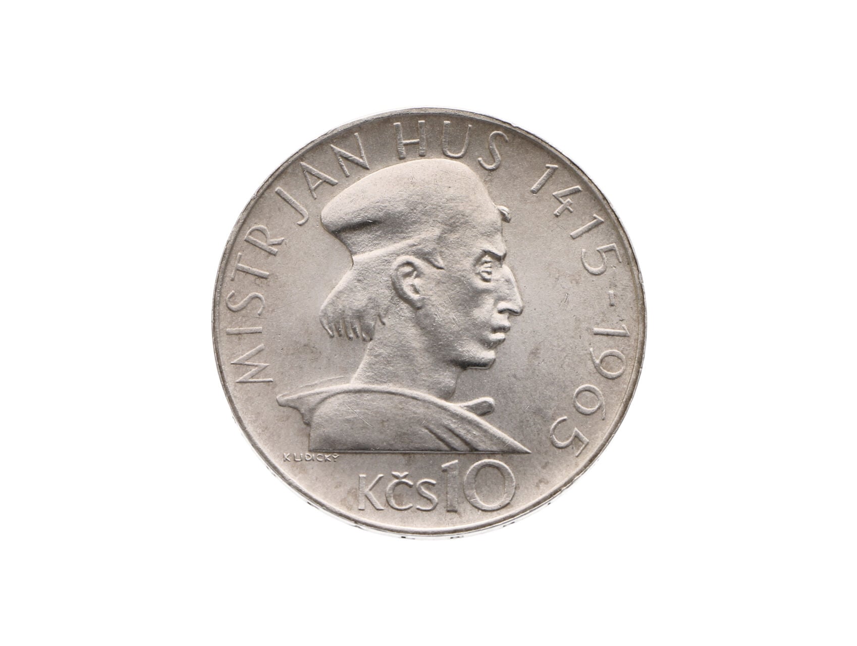 10 Kčs 1965, 550. výročí upálení Jana Husa_