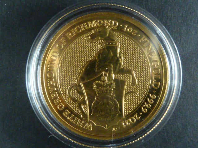100 Pounds 2021 White Greyhound of Richmond, 1 OZ Au 999,9