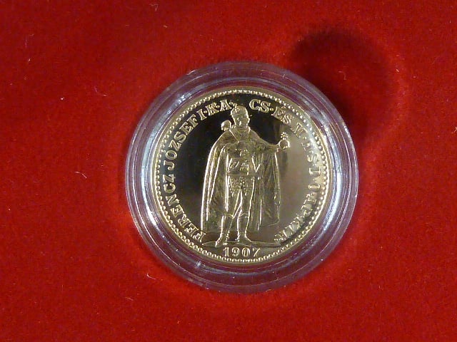 20 Koruna 1907 KB novoražba, náklad 100 kusů, certifikát, etue