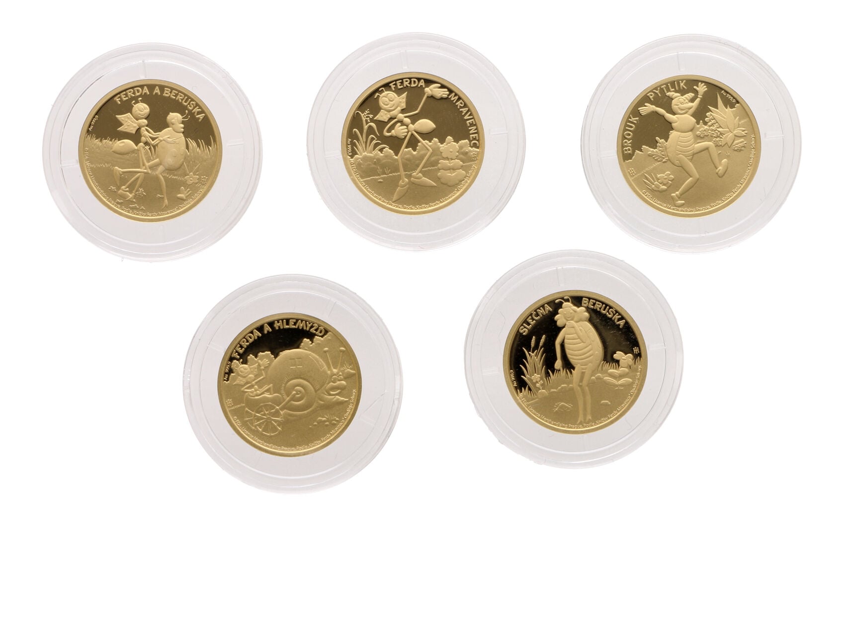 Sada 5x 5$ mincí Ferda Mravenec, 0.999 Ag, 1/10 Oz, ve sběratelském obale, náklad 500ks_