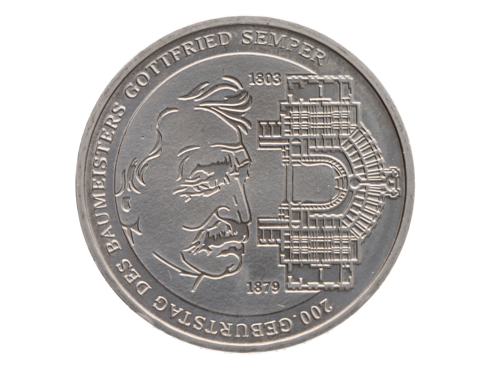 10 Euro 2003 G, 200. výročí narození Gottfrieda Sempera, 0925 Ag, 18g
