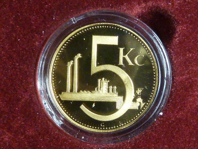 Au + Ag replika 5 Kčs 1937, náklad 10 ks, certifikát, etue