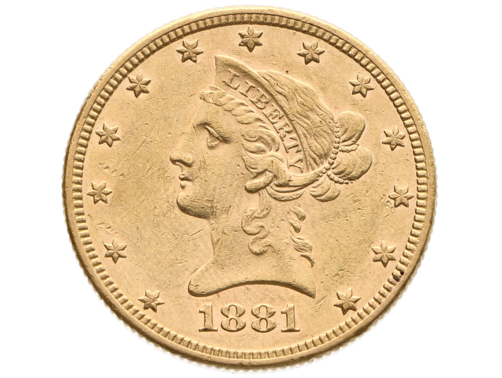 10 Dolar 1881, 16.718 g, Au 900/1000