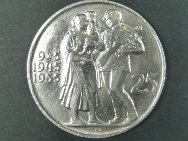 25 Kčs 1955, 10. výročí osvobození Československa