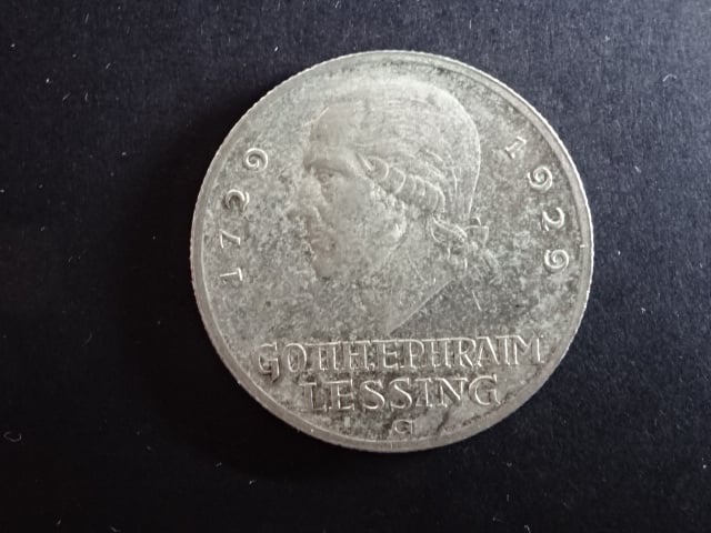 3 Reichsmark 1929 G Gotthold Ephraim Lessing, J.335