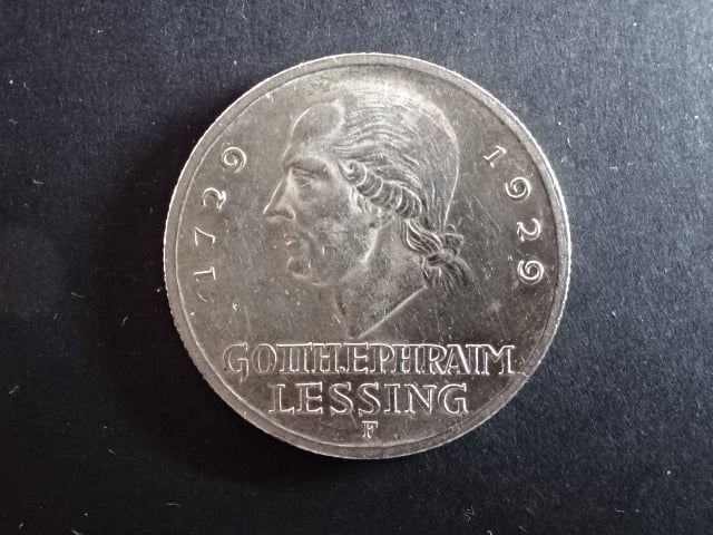 3 Reichsmark 1929 F Gotthold Ephraim Lessing, J.335