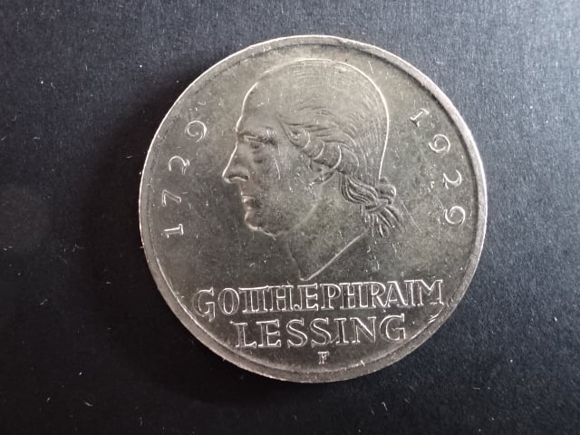 5 Reichsmark 1929 F Gotthold Ephraim Lessing, J.336