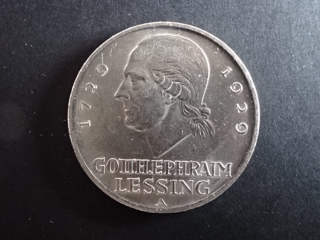 5 Reichsmark 1929 A Gotthold Ephraim Lessing, J.336