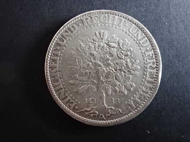 5 Reichsmark 1931 A Eichbaum, J.331