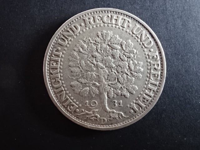 5 Reichsmark 1931 D Eichbaum, J.331