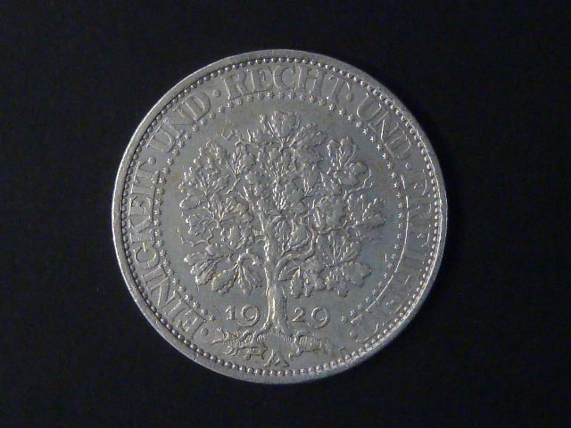 5 Reichsmark 1929 A Eichbaum, J.331