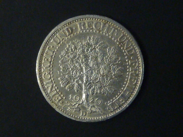 5 Reichsmark 1929 D Eichbaum, J.331