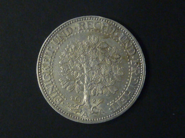 5 Reichsmark 1927 A Eichbaum, J.331