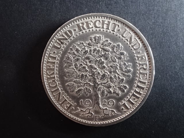 5 Reichsmark 1929 F Eichbaum, J.331