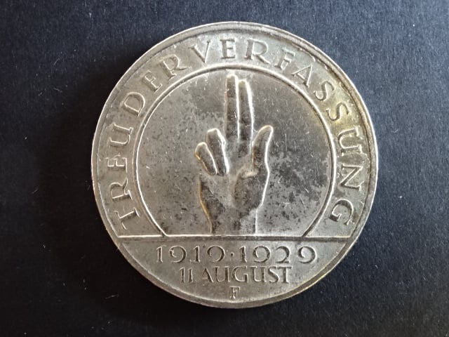 3 Reichsmark 1929 F 10.Jahrestag der Verfassung, J.340