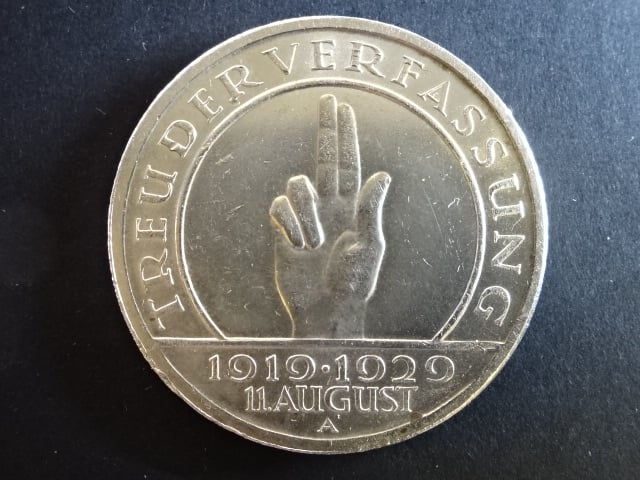 5 Reichsmark 1929 A 10.Jahrestag der Verfassung, J.341