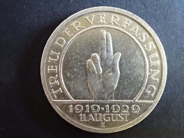 5 Reichsmark 1929 E 10.Jahrestag der Verfassung, J.341