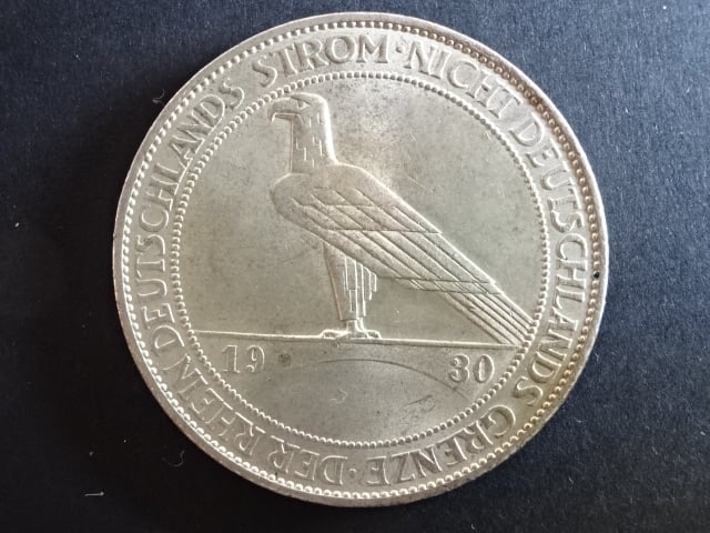5 Reichsmark 1930 A Rheinlandräumung, J.346
