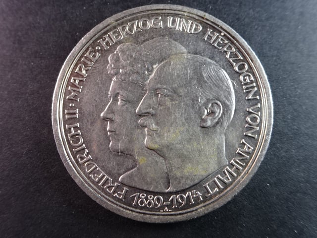 Anhalt, Friedrich II (1904-1918), 3 Mark 1914 A, J. 24, KM. 30