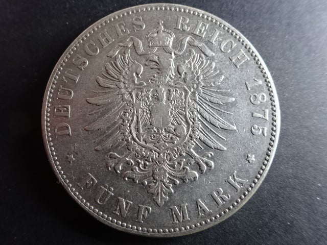 Baden, Friedrich I (1852-1907), 5 Mark 1875 G, J. 27, KM. 263.1