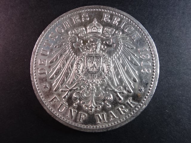 Baden, Friedrich II (1907-1918), 5 Mark 1913 G, J. 40, KM. 281