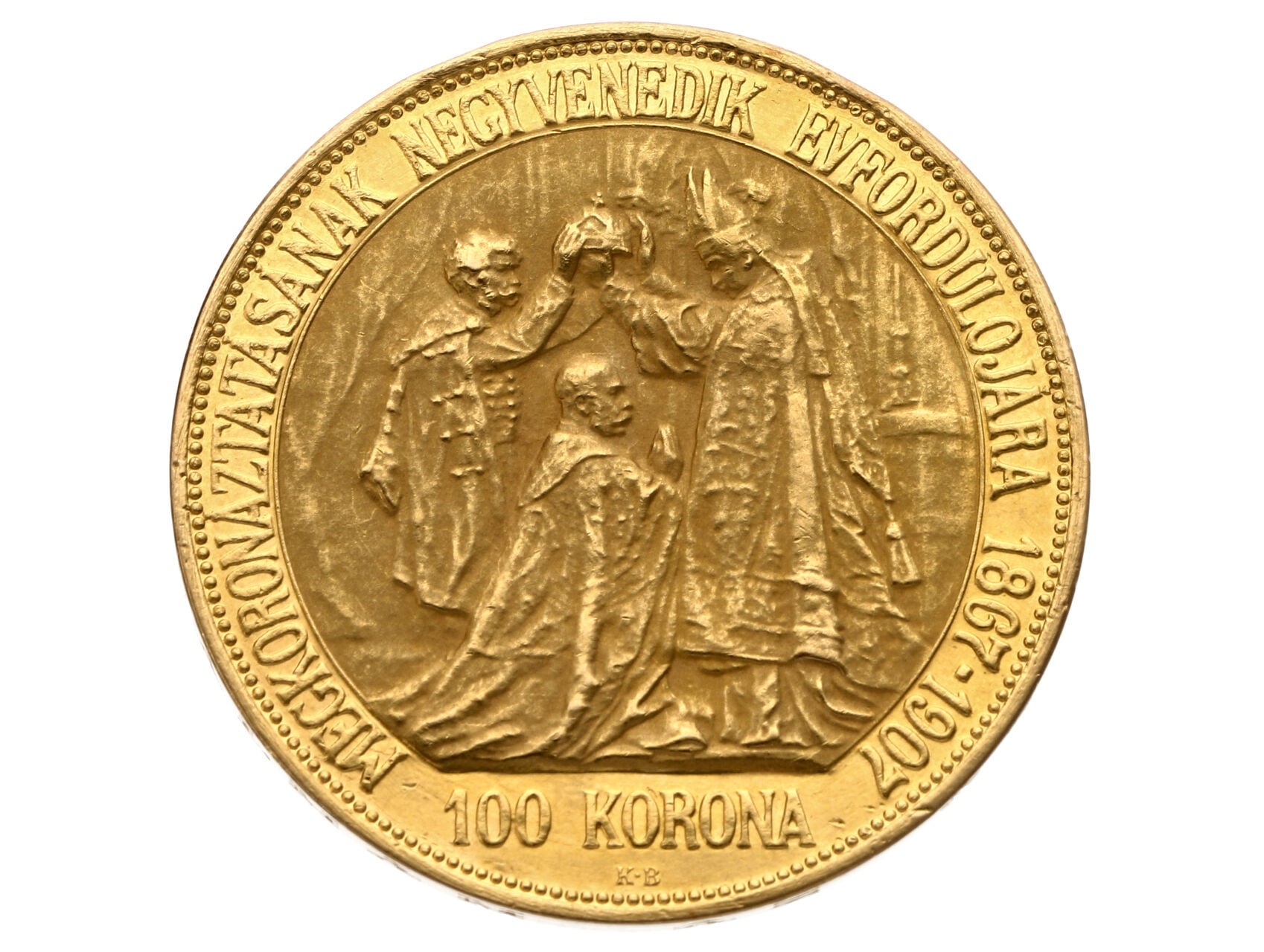 100 Koruna 1907 KB Korunovační, bezvadný stav