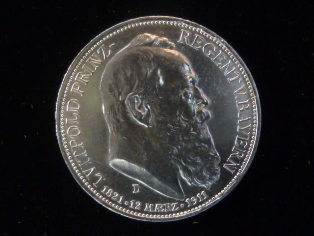Bayern, Luitpold, Prinzregent, 3 Mark 1911 D, J. 49, KM. 998