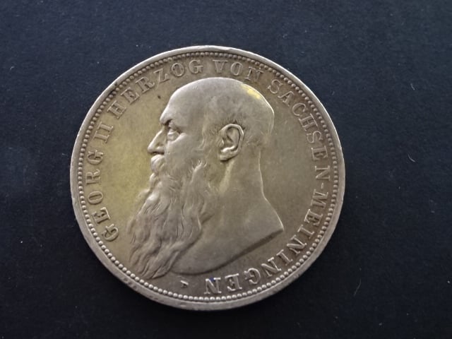 Sasko-Meningen, Georg II. (1866-1914), 5 Mark 1908 D, J.153, KM. 201