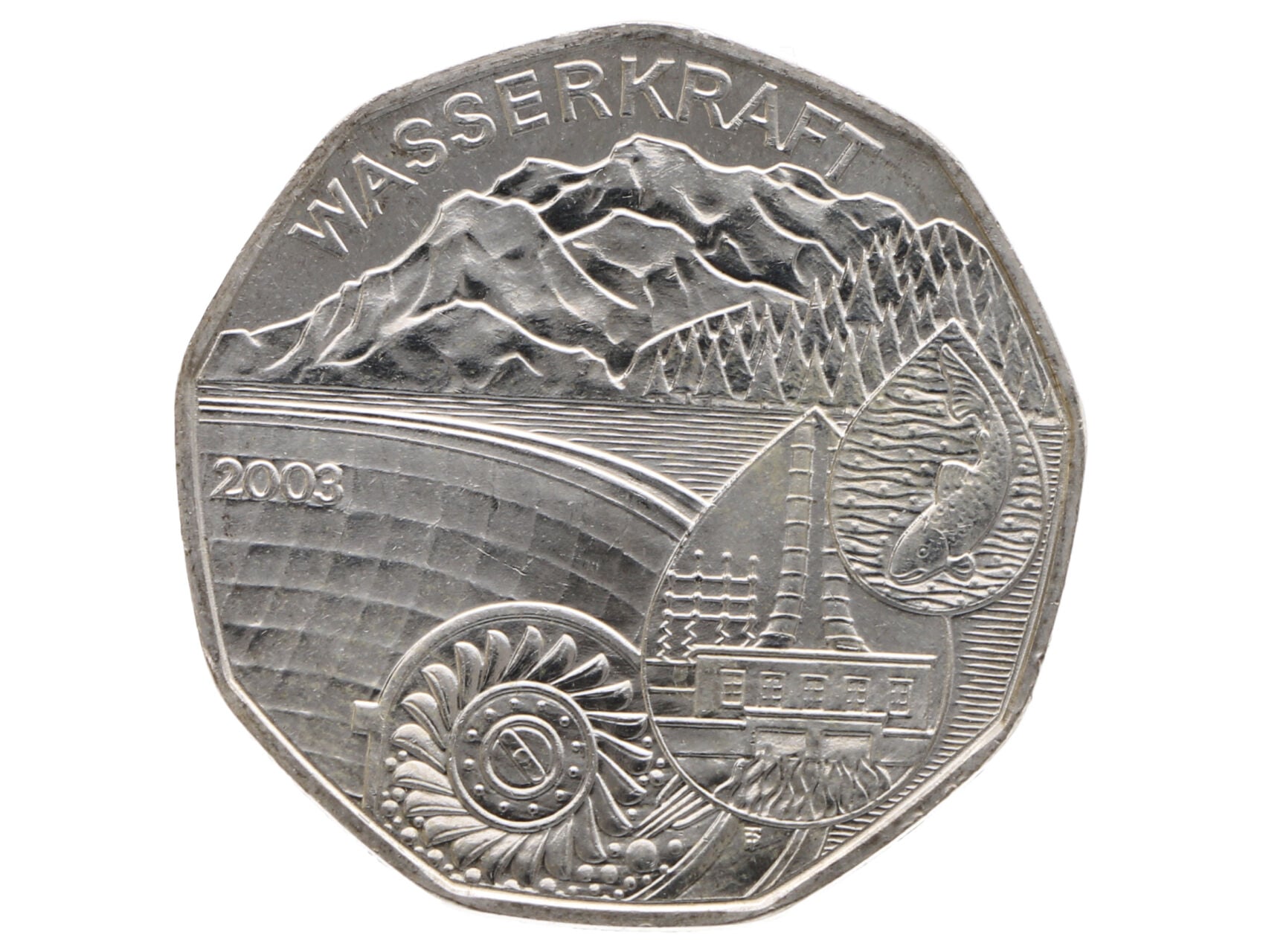 5 Euro 2003, Vodní elektrárna, 0.800 Ag, 10g_