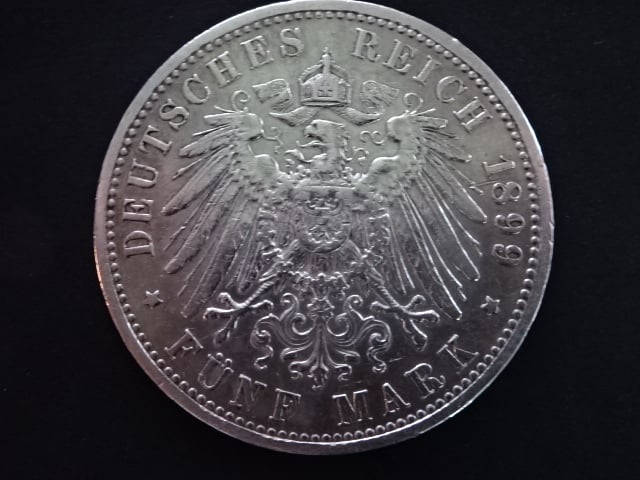 Prusko, Wilhelm II (1888-1918), 5 Mark 1899 A, J. 104, KM. 523