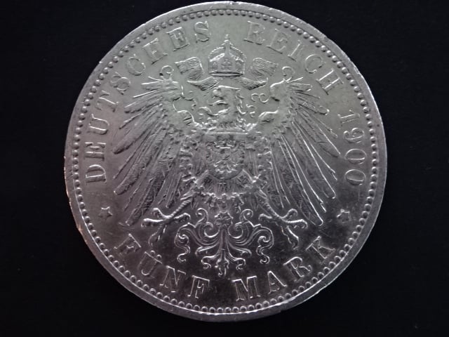 Prusko, Wilhelm II (1888-1918), 5 Mark 1900 A, J. 104, KM. 523