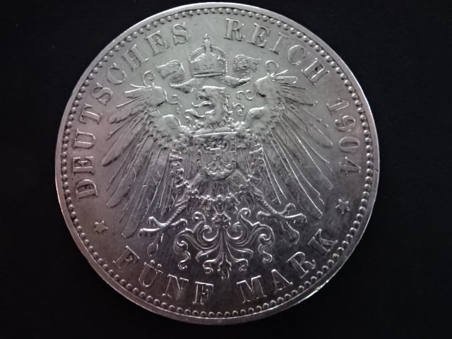 Prusko, Wilhelm II (1888-1918), 5 Mark 1904 A, J. 104, KM. 523