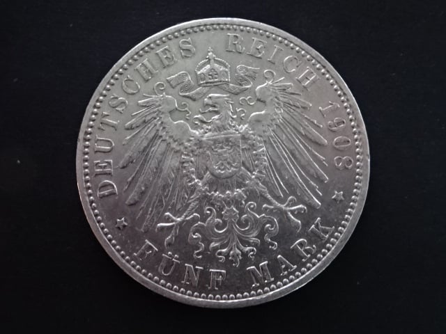 Bayern, Otto (1886-1913), 5 Mark 1908 D, J. 46, KM. 915