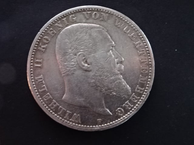 Württenberg, Wilhelm II. (1891-1918), 5 Mark 1904 F, J.176, KM. 632
