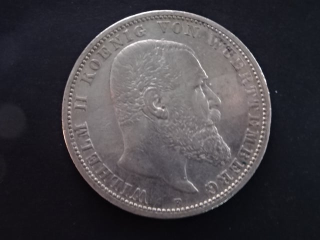 Württenberg, Wilhelm II. (1891-1918), 5 Mark 1903 F, J.176, KM. 632