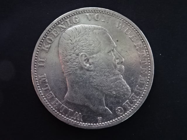 Württenberg, Wilhelm II. (1891-1918), 5 Mark 1902 F, J.176, KM. 632