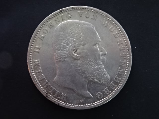 Württenberg, Wilhelm II. (1891-1918), 5 Mark 1901 F, J.176, KM. 632